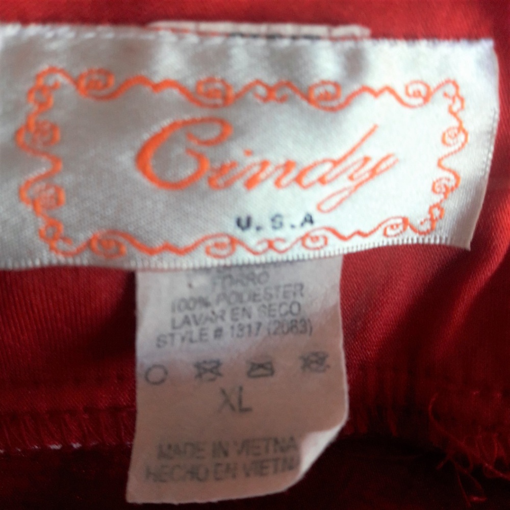 Red Hot Gown Cindy USA Body Con Lace Flare Mermaid Peplum Stretch Vintage XL - Picture 5 of 6